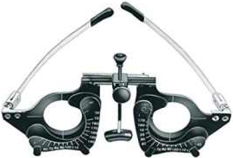 Trial Frame For Reduce Aperture Lenses With Adjustable P.d. And Nose Bridge Light Weight